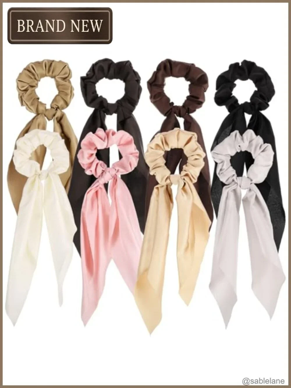 8 Pack Satin Bow Scrunchie Ribbon Hair Ties for Women